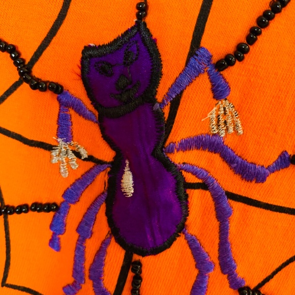 Vintage Halloween Shirt Medium Orange Spider Web Ghost Witch Black Cat Pumpkin - Picture 9 of 16